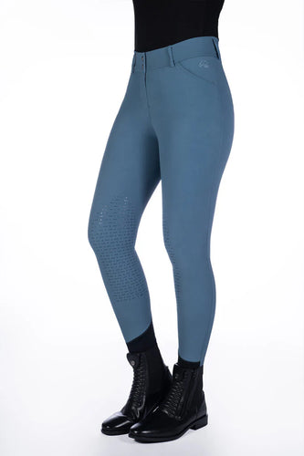 HKM Tampa- Silicone Knee Patch Riding Breeches Smokey blue